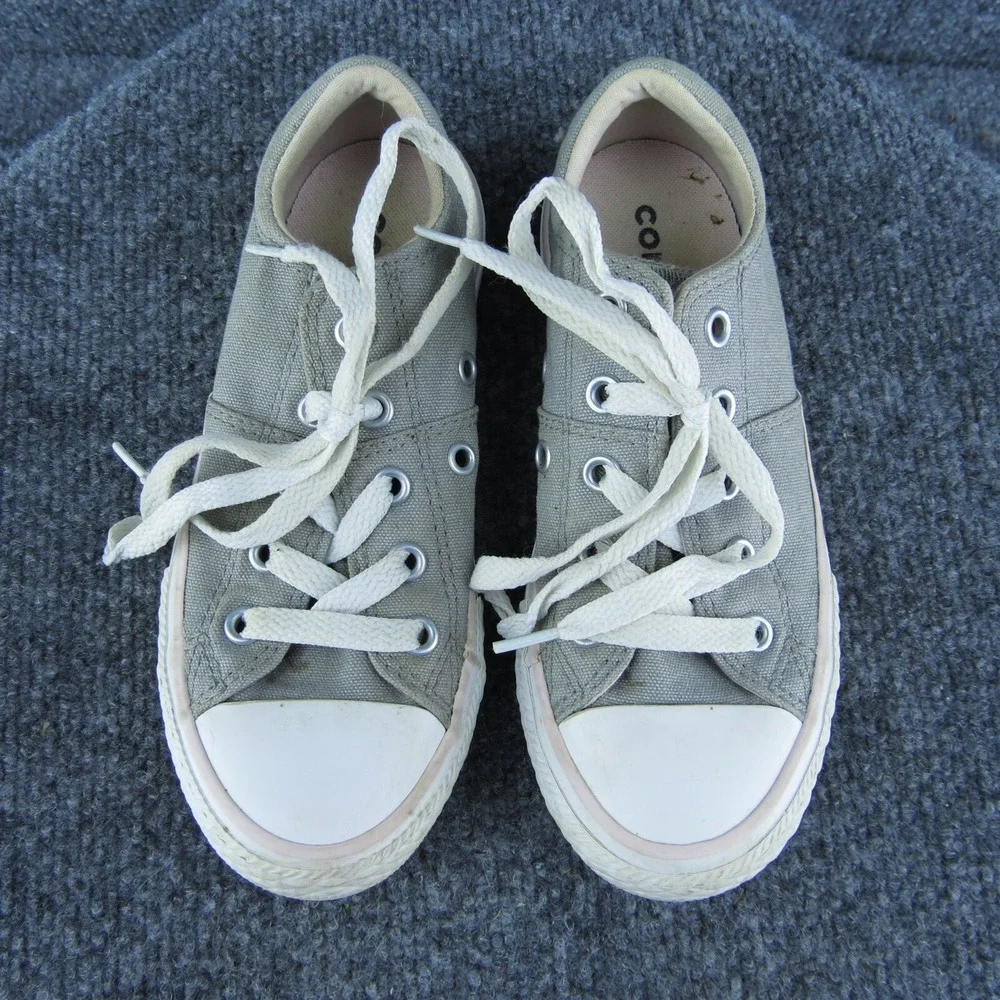 Converse Toddler Girls Sneaker Shoes Gray Fabric Lace Up Size T 12 Medium